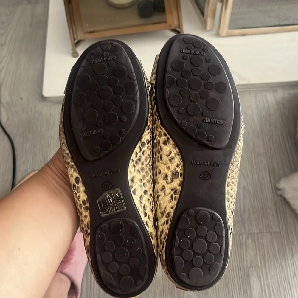 Jimmy Choo Snake Embossed Morse Ballet Flats